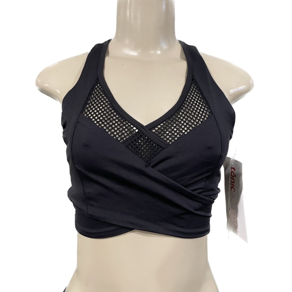 Black Mesh-Accent Sports Bra